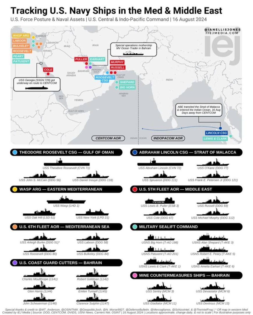 Более трети военно-морского флота США направляется на Ближний Восток для защиты Израиля