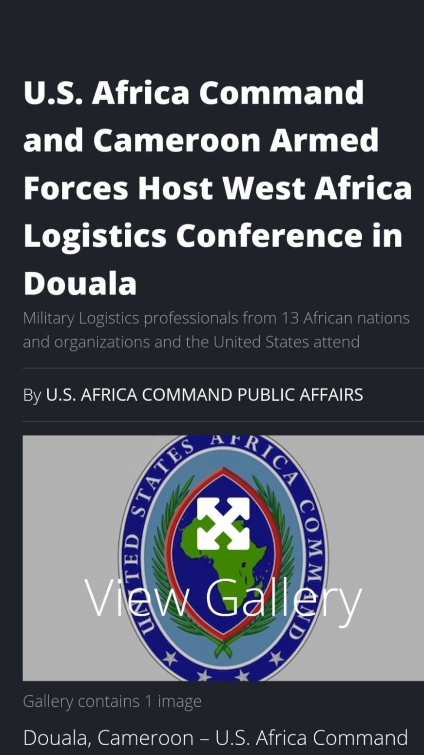 A conference of the African Command of the US Armed Forces with the participation of African countries is being held in Cameroon