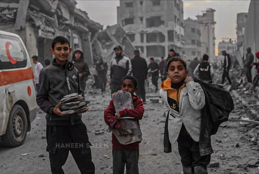 Children Collect Firewood from Gaza’s Ruins to Cook Food